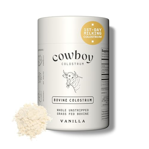 Cowboy Colostrum Powder - Bovine Colostrum Powder for Women & Men - First Day Milking Whole Colostrum - Grass Fed Colostrum Supplement for Gut Health, Immunity, Skin & Hair (Vanilla 40 Servings) | Amazon (US)