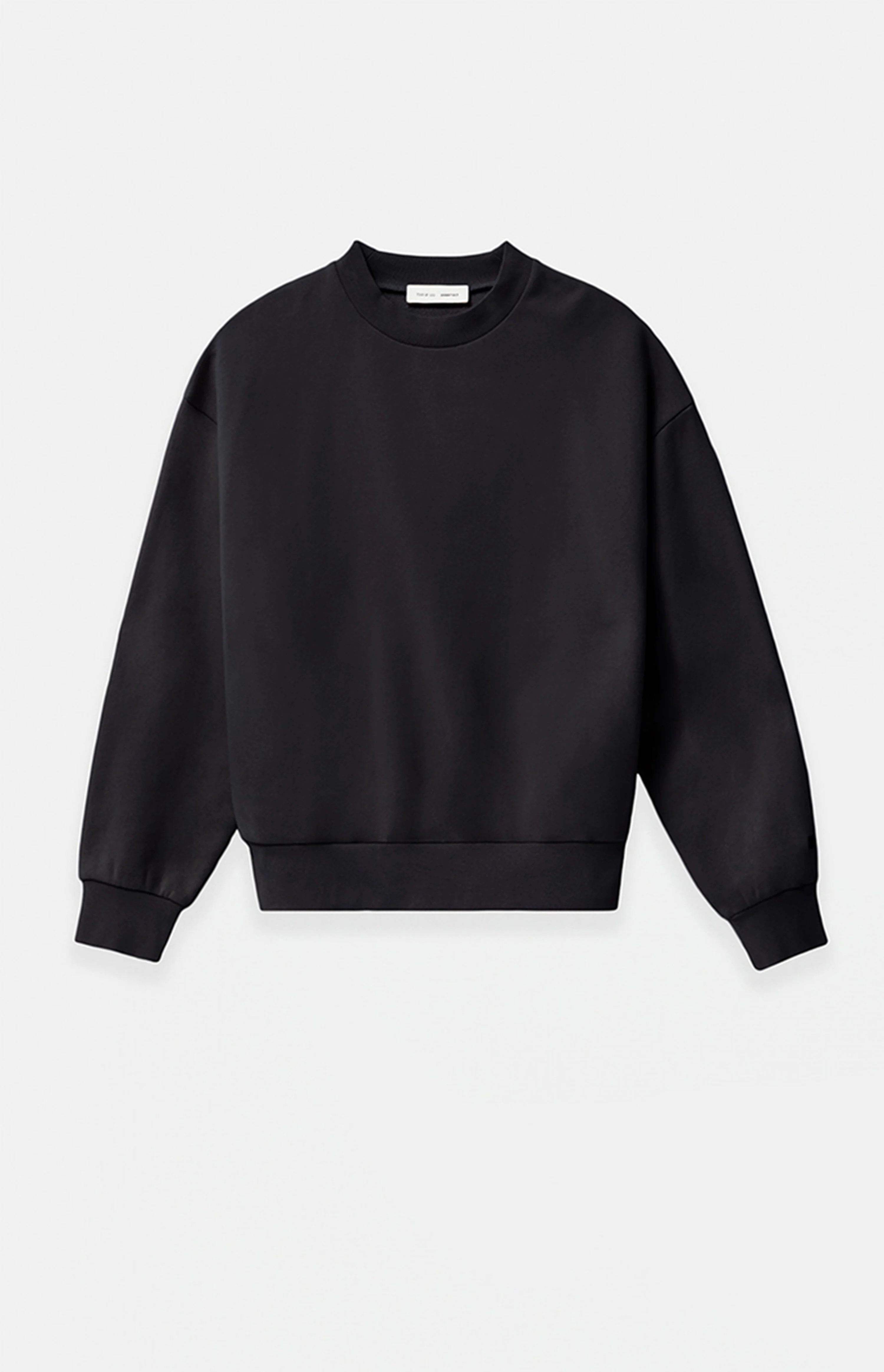 Fear of God ESSENTIALS Jet Black Classic Fleece Crew Neck Sweatshirt | PacSun
