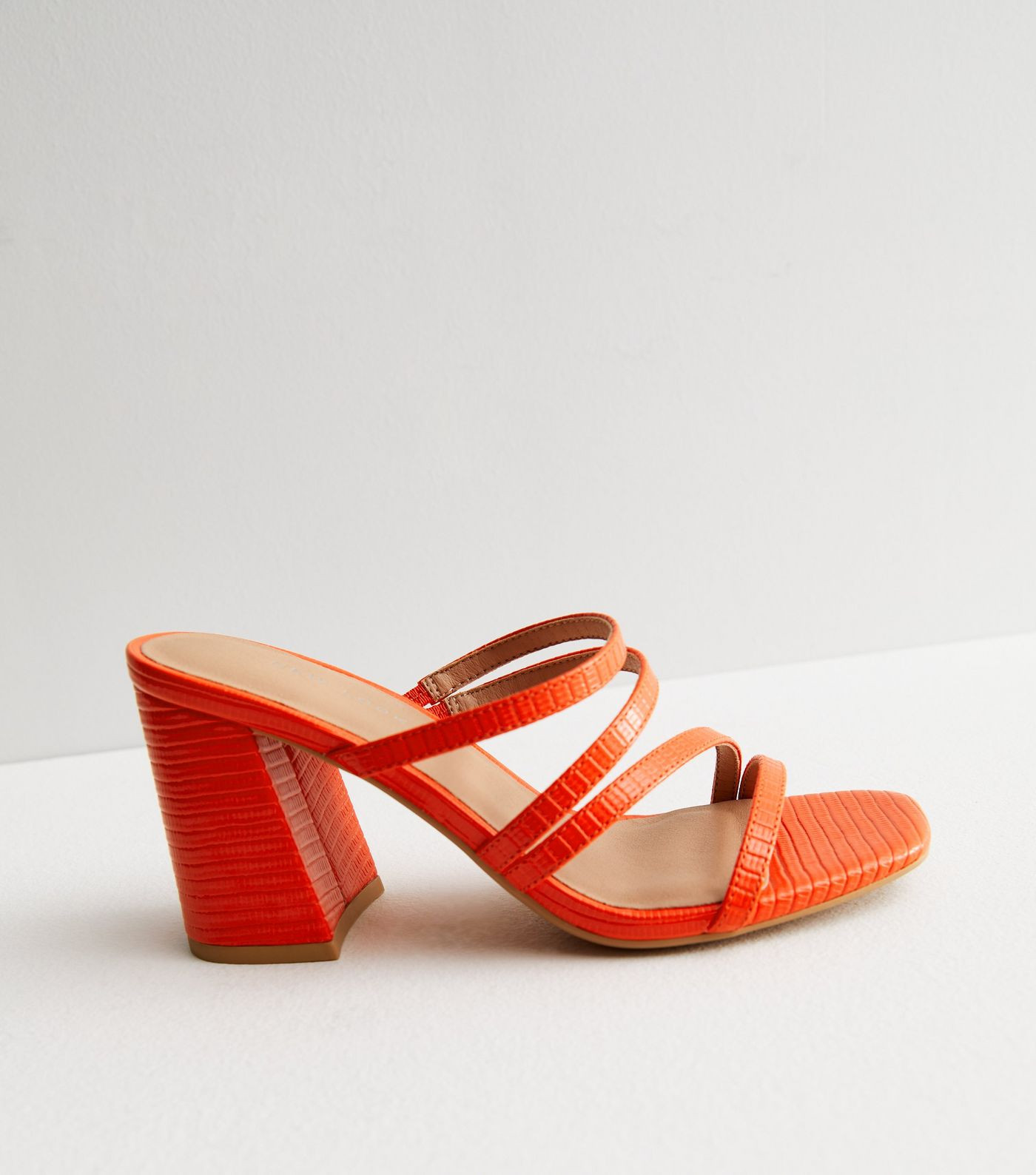 Orange Faux Snake Asymmetric Strap Block Heel Mule Sandals
						
						Add to Saved Items
						... | New Look (UK)