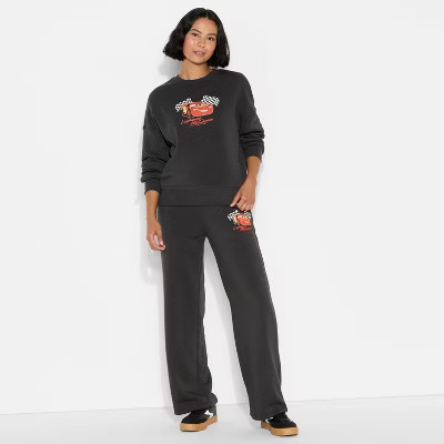 Women's Cars Fleece Graphic Pullover Sweatshirt - Black | Target