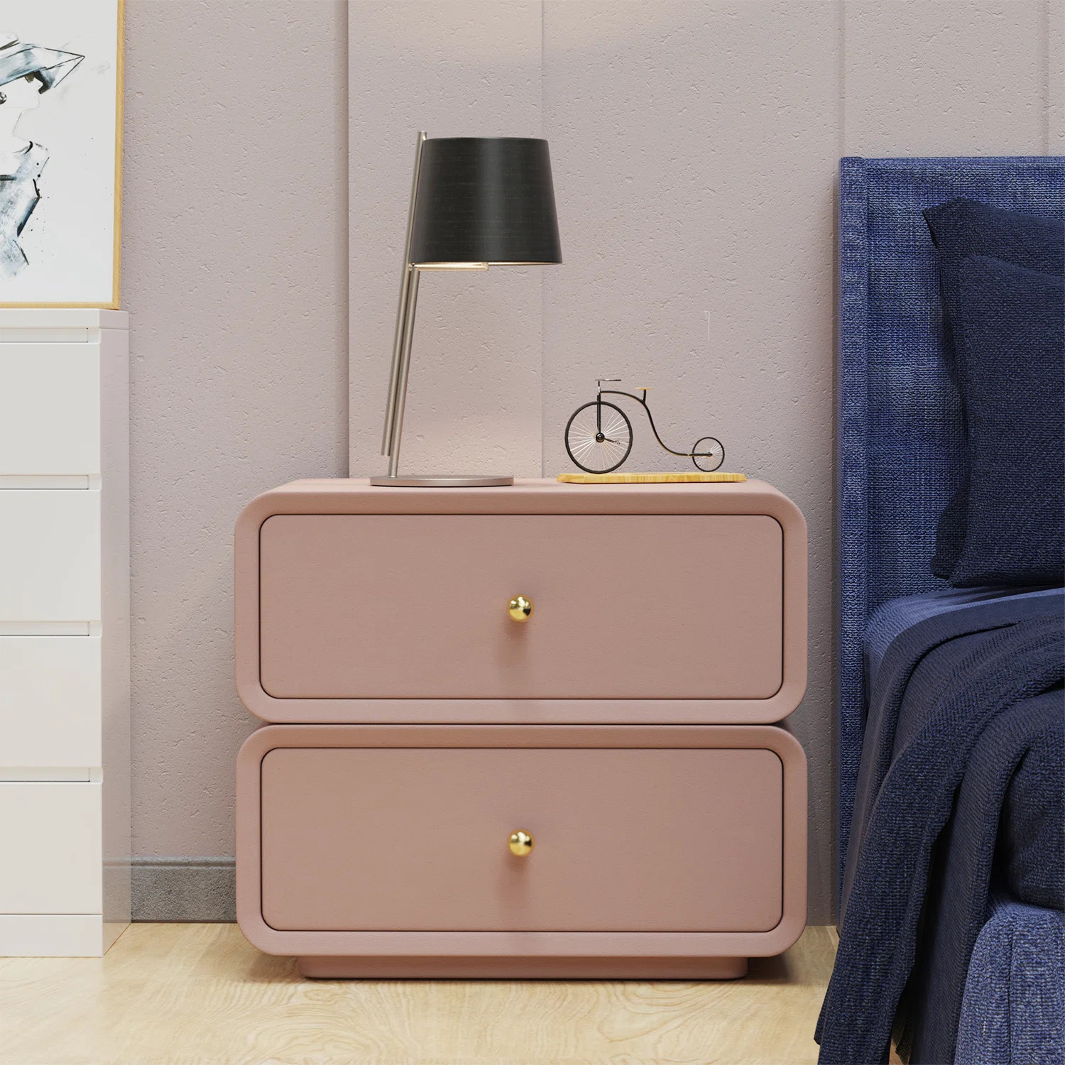 Otating Drawer Nightstand - 2-tier Bedside Table With Swivel Storage, Solid Wood And Leather Acce... | Wayfair North America