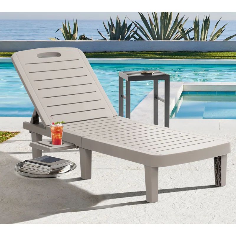 Dingkun Outdoor Chaise Lounge with Table | Wayfair North America