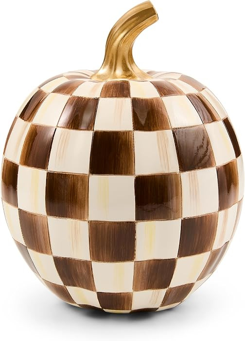 MACKENZIE-CHILDS Resin Pumpkin, Small, Dark-Brown-and-White Chocolate Check | Amazon (US)