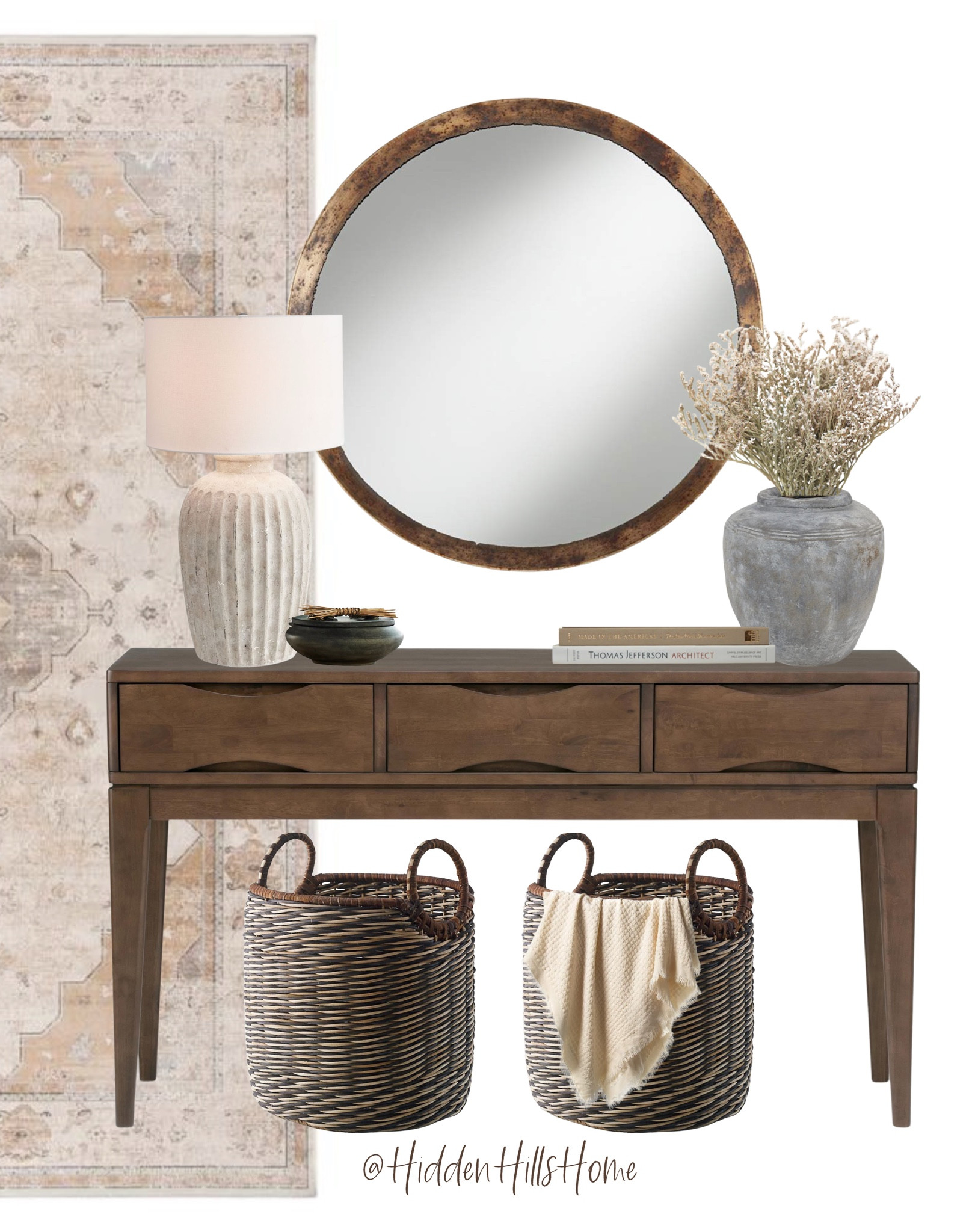 Entryway decor, console table, home decor, entryway decor ideas, console table on sale, mirror, baskets, entryway rug #entryway #homedecor

#LTKfamily #LTKhome #LTKsalealert