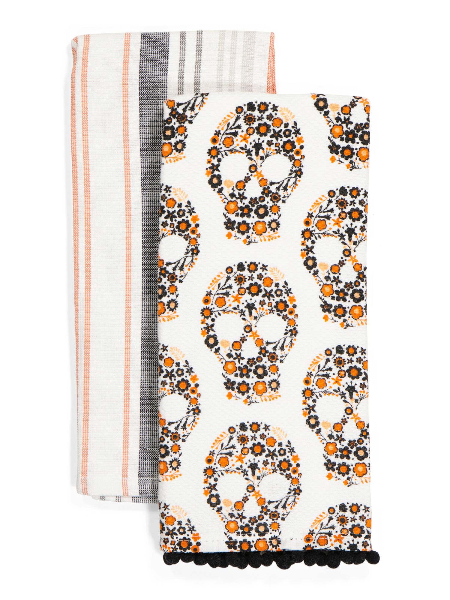 Set Of 2 Floral Skulls Kitchen Towels | TJ Maxx