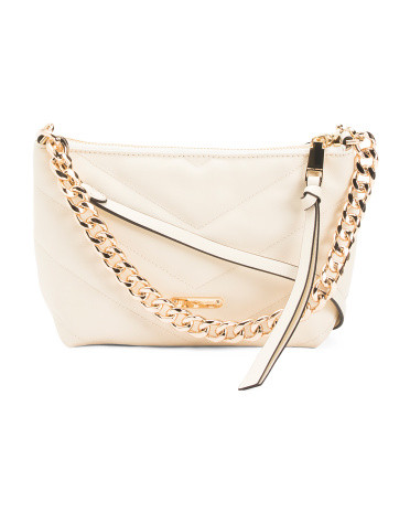 Leather Edie Quilted Crossbody With Chain Handle | TJ Maxx
