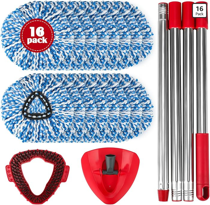 Spin Mop Replacement Set for O-Ceda RinseClean 2-Tank System, 16 Microfiber Spin Mops Refills,1 S... | Amazon (US)