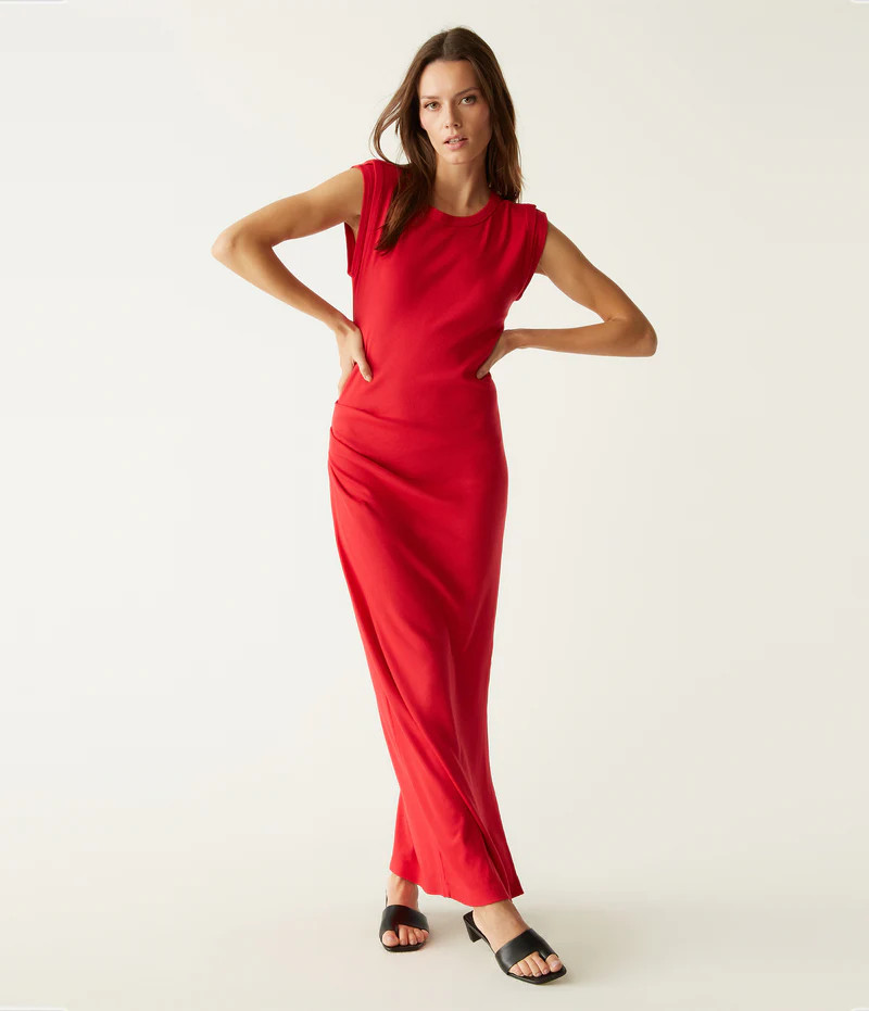 Calliope Power Shoulder Maxi Dress | MichaelStars.com