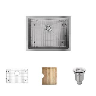 Rene Undermount Stainless Steel 23 in. Single Bowl Kitchen Sink Kit R1-1015-ADA - The Home Depot | The Home Depot