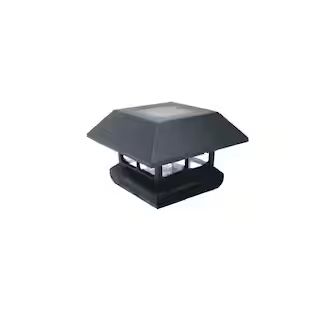 4 in. x 4 in. (3.5 x 3.5 Post Size) 7 Lumens Black Plastic Solar Post Cap | The Home Depot