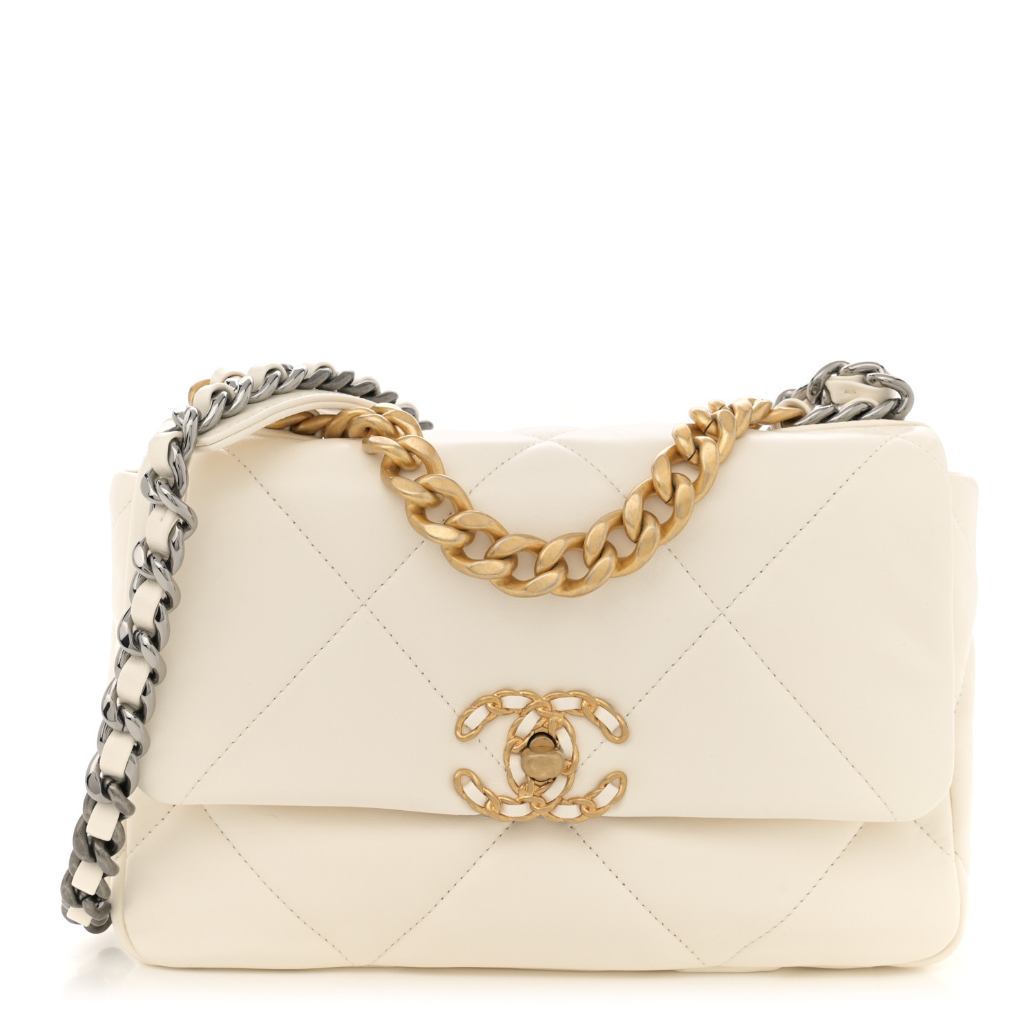 Lambskin Quilted Medium Chanel 19 Flap White | FASHIONPHILE (US)