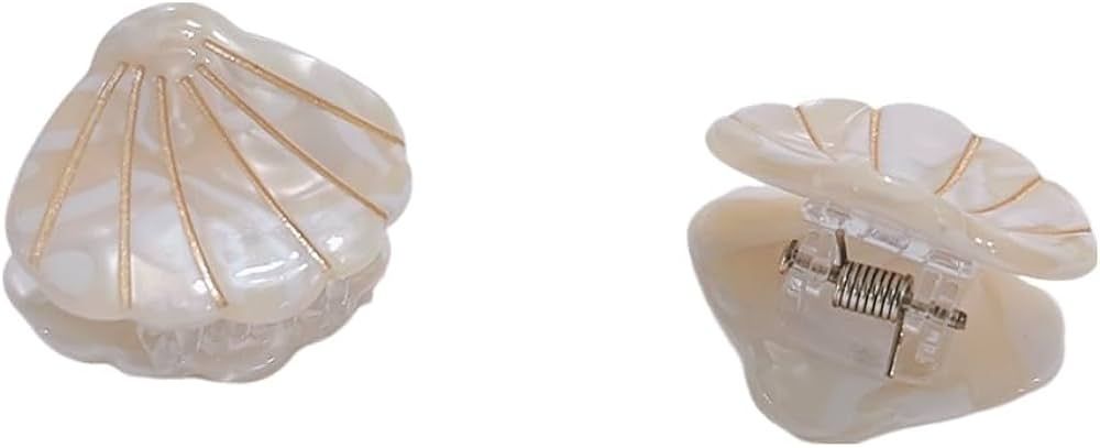 Sea Shell Hair Claw Clips 2Pcs Seashell Hair Claw Clip for Women Beach Shell Jaw Clamp Clips Whit... | Amazon (US)