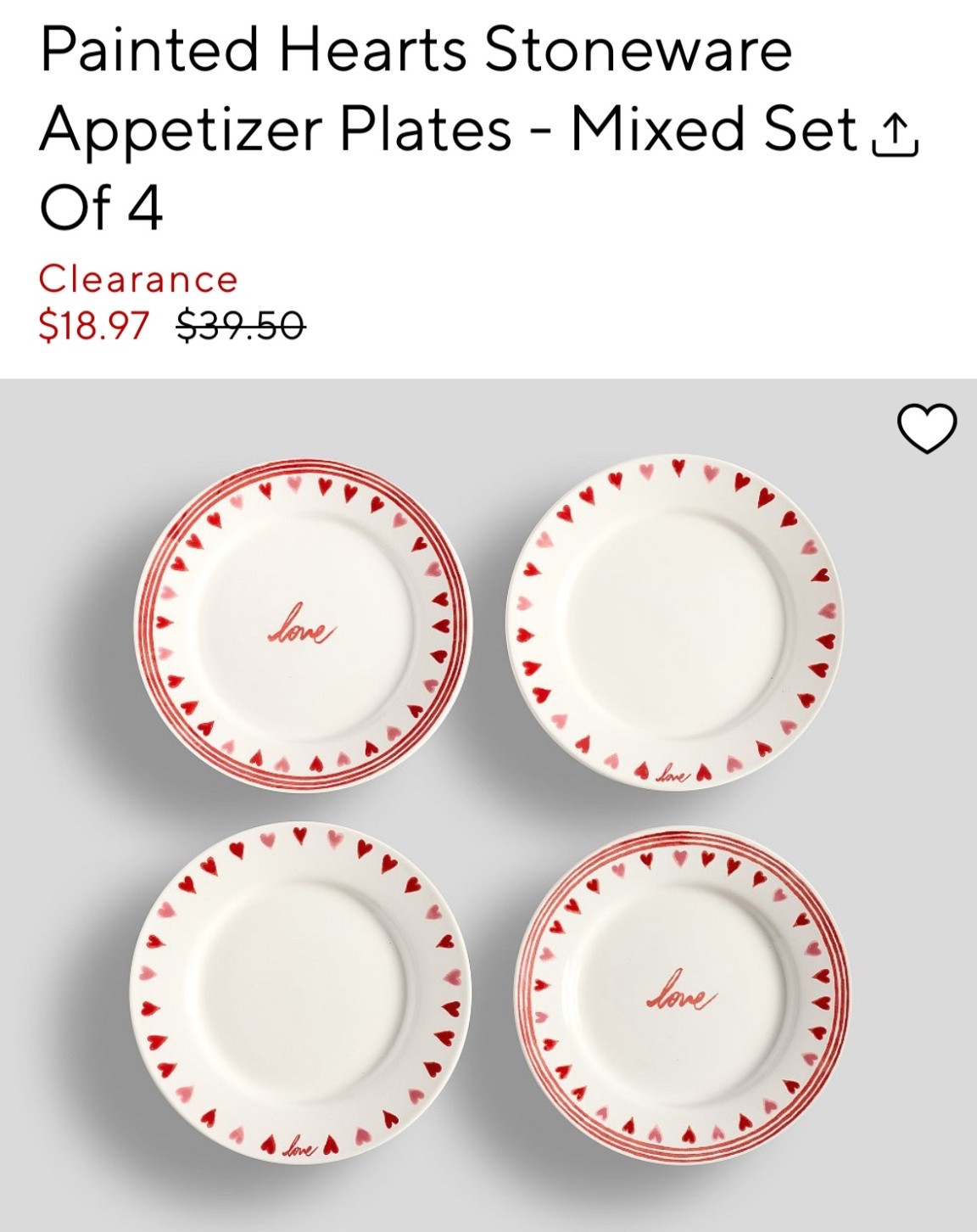Pottery barn Valentine’s Day stoneware appetizer plates on clearance for a set of 4 for $18!!

Valentine’s Day, kids, family, kitchen, home decor, pottery, barn, clearance, pottery, barn, sale, dishes, love day, Valentine’s Day, decor, home

#LTKSaleAlert #LTKKids #LTKHome