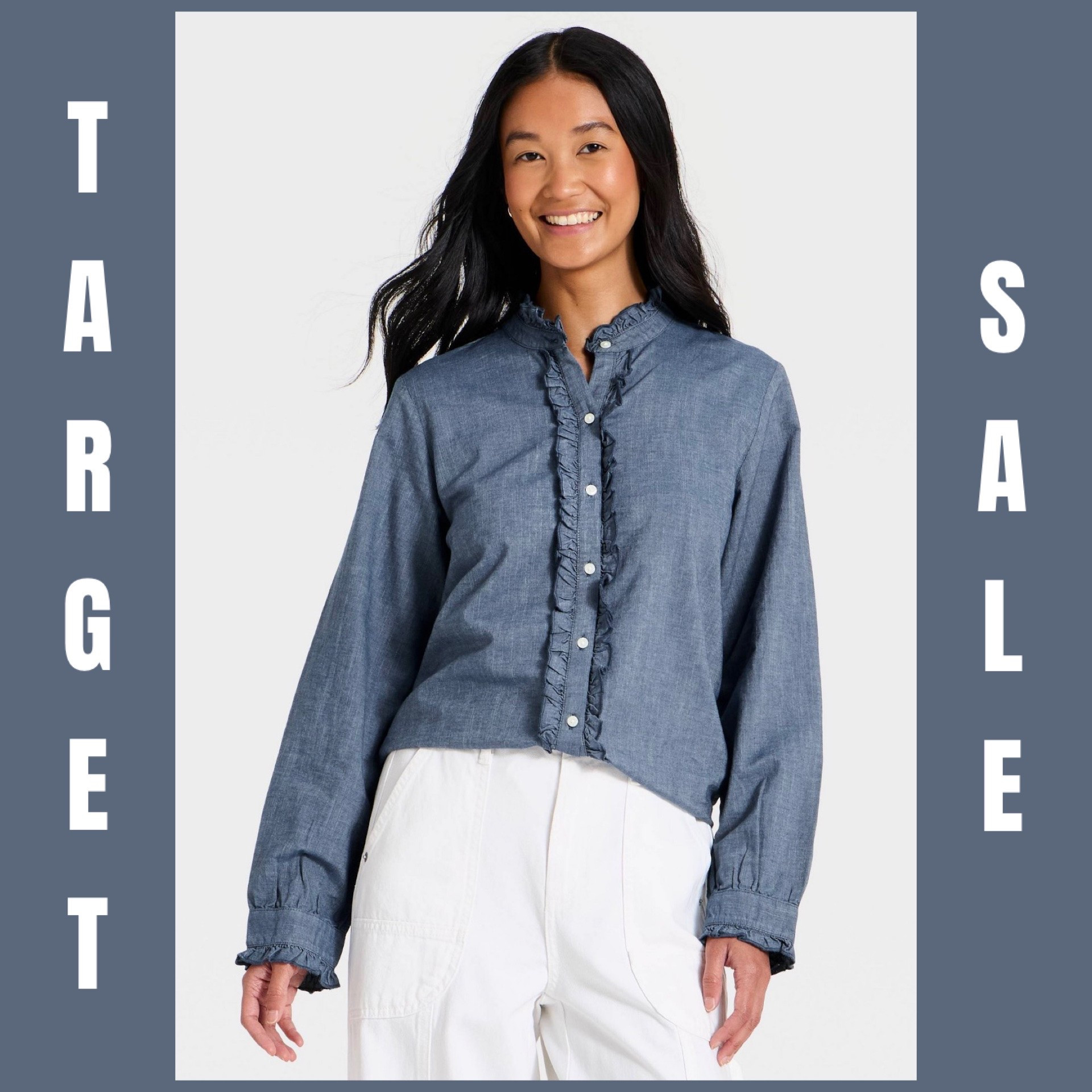 Target has the cutest new Chambray Ruffle Shirt back in stock after it sold out instantly online - and it’s on sale for only $21 today (normally $30)! Such a fun take on a classic, and this lightweight top can be styled so many ways. Fantastic price for a super cute wardrobe staple.

#LTKSaleAlert #LTKootd #LTKSeasonal