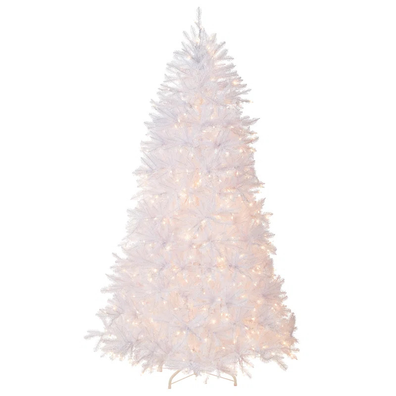 National Tree Company Dunhill Fir White Tree with Clear Lights | Wayfair North America