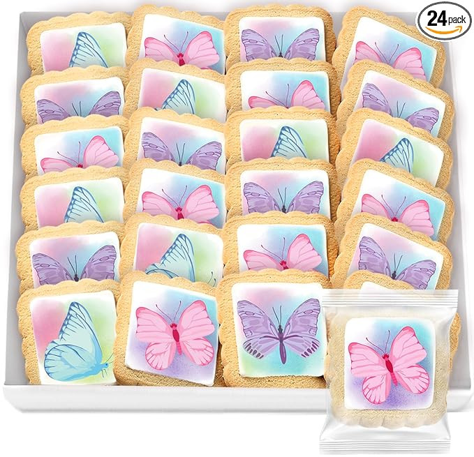 Butterfly Cookies 24 Pack Party Favors Basket Stuffers Decorated | INDIVIDUALLY WRAPPED Butterfli... | Amazon (US)