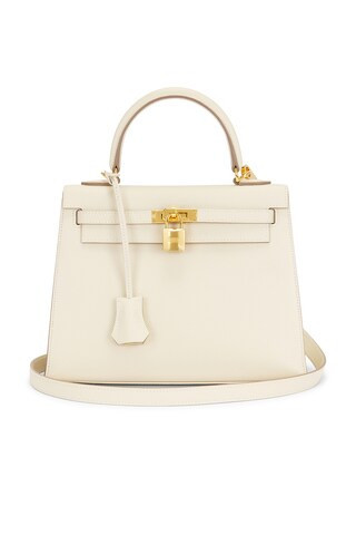 Hermes Epsom Kelly 25 Handbag in Cream | FWRD 