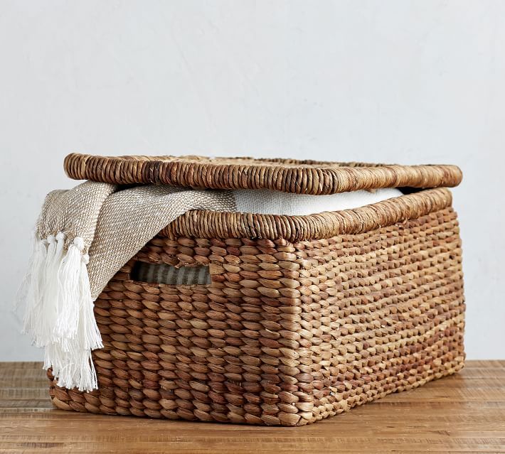 Beachcomber Handwoven Seagrass Lidded Baskets | Pottery Barn (US)