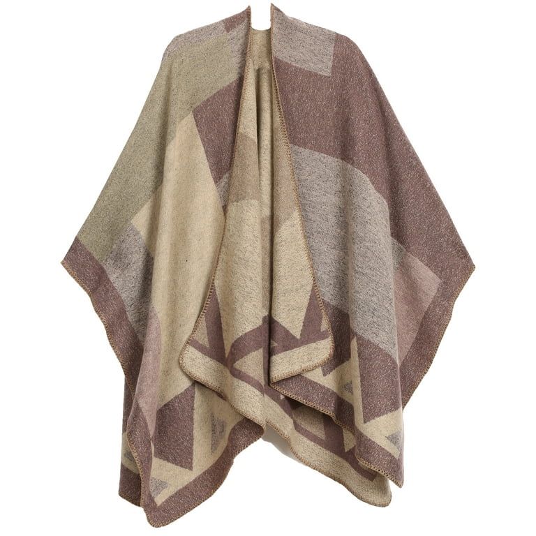 Sakkas Mari Women's Reversible Large Poncho Shawl Wrap Scarf Cape Ruana Blanket - TetrisBrown - O... | Walmart (US)