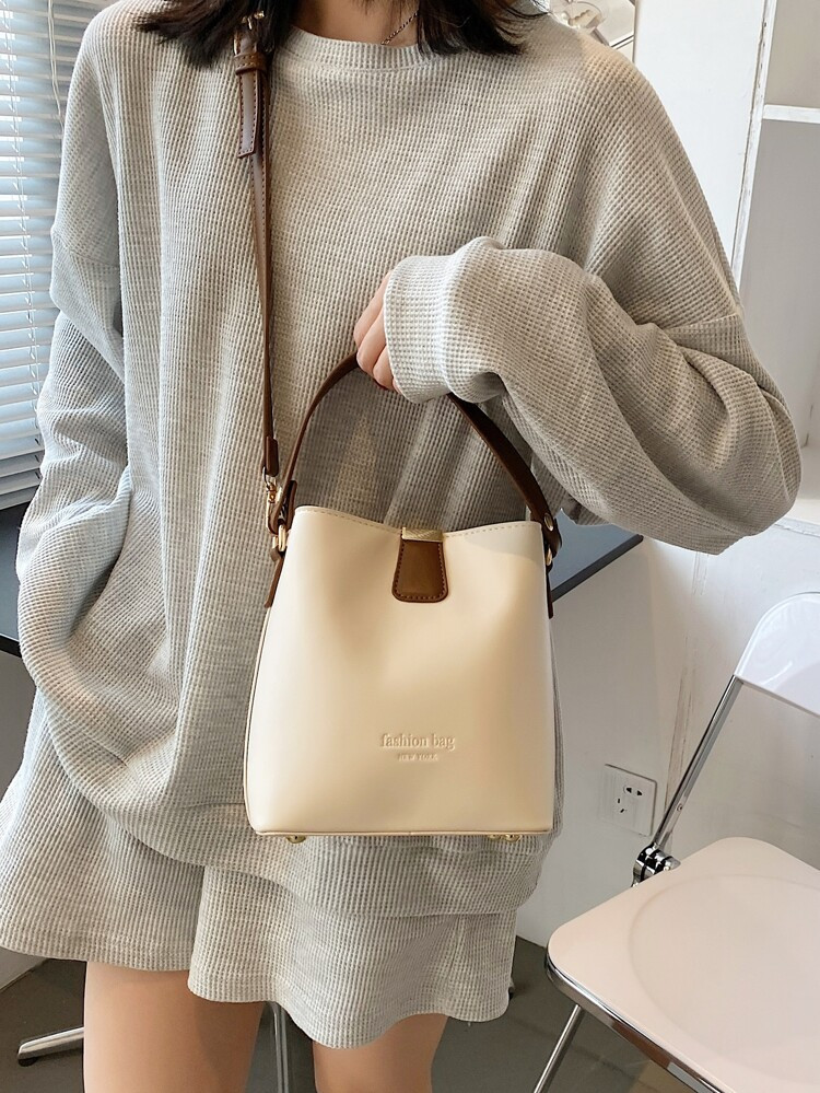Letter Embossed Bucket Bag | SHEIN