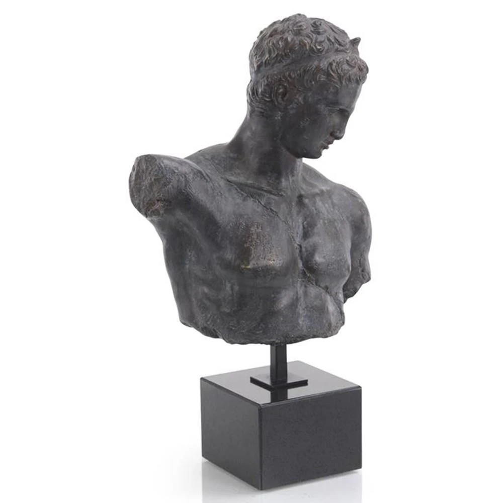 John-Richard Modern Classic Black Greek Bust Marble Stand Sculpture | Kathy Kuo Home