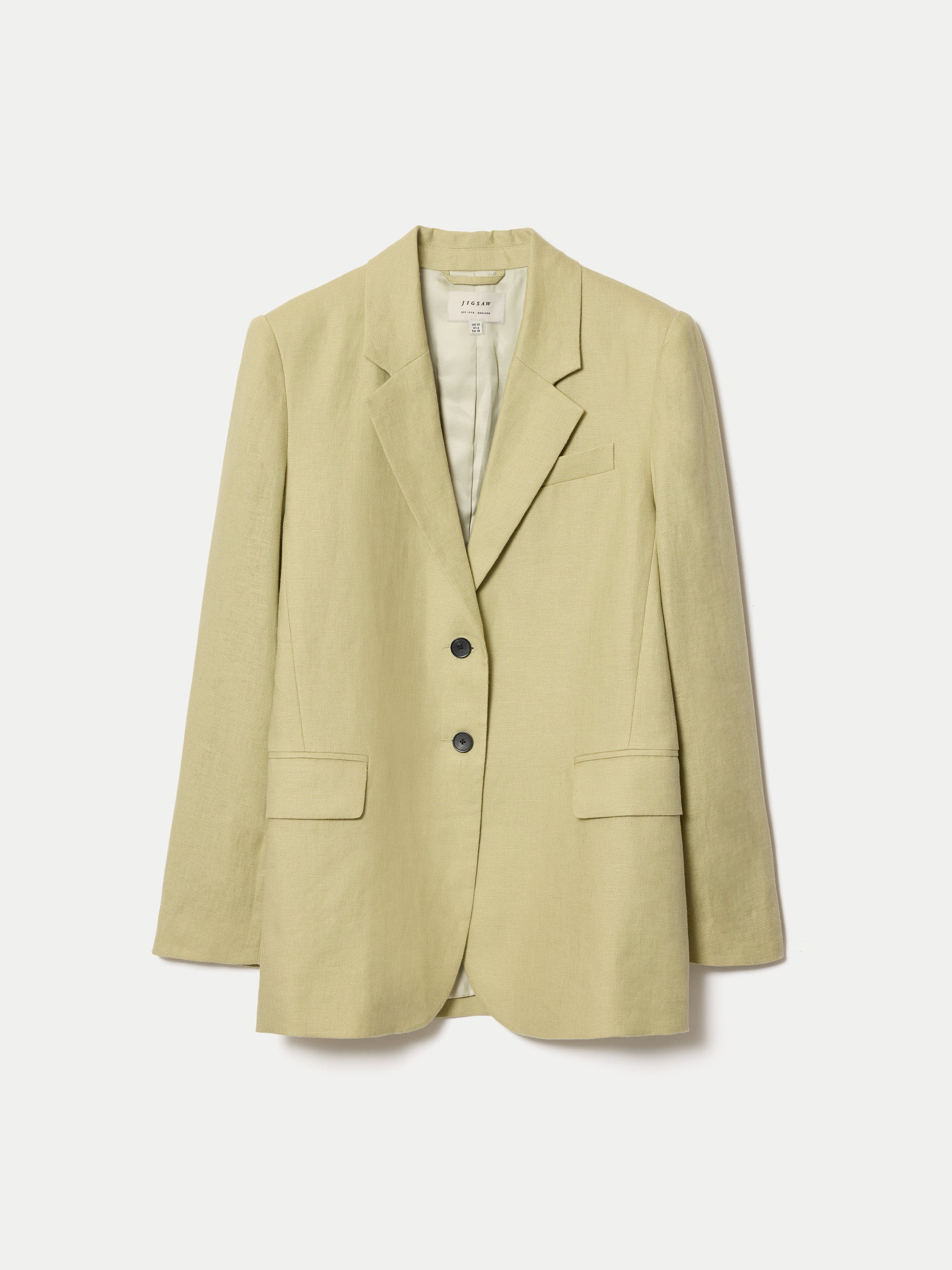 Linen Notch Lapel Blazer | Green | Jigsaw (UK)