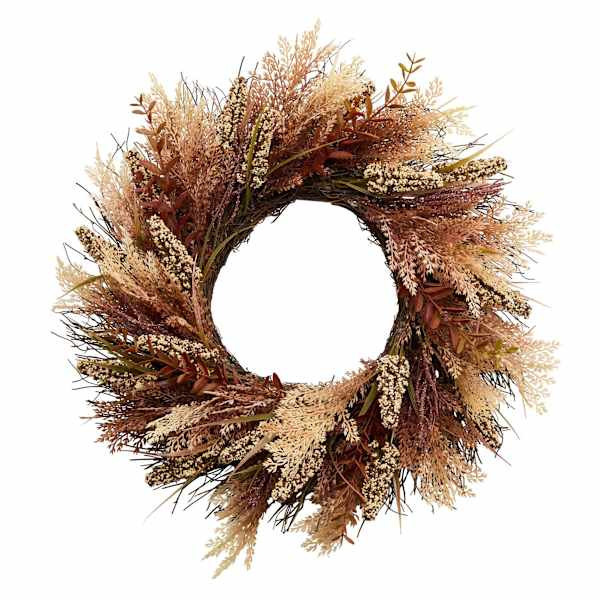 Brown Sorghum Wreath, 22", Plastic, sold by At Home | At Home