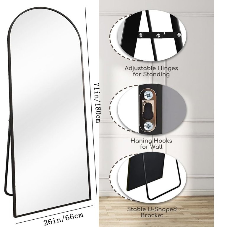 TinyTimes 71"x26" Arched Full Length Mirror Large Wall Mirror, Full Body Mirror Standing, Floor M... | Walmart (US)