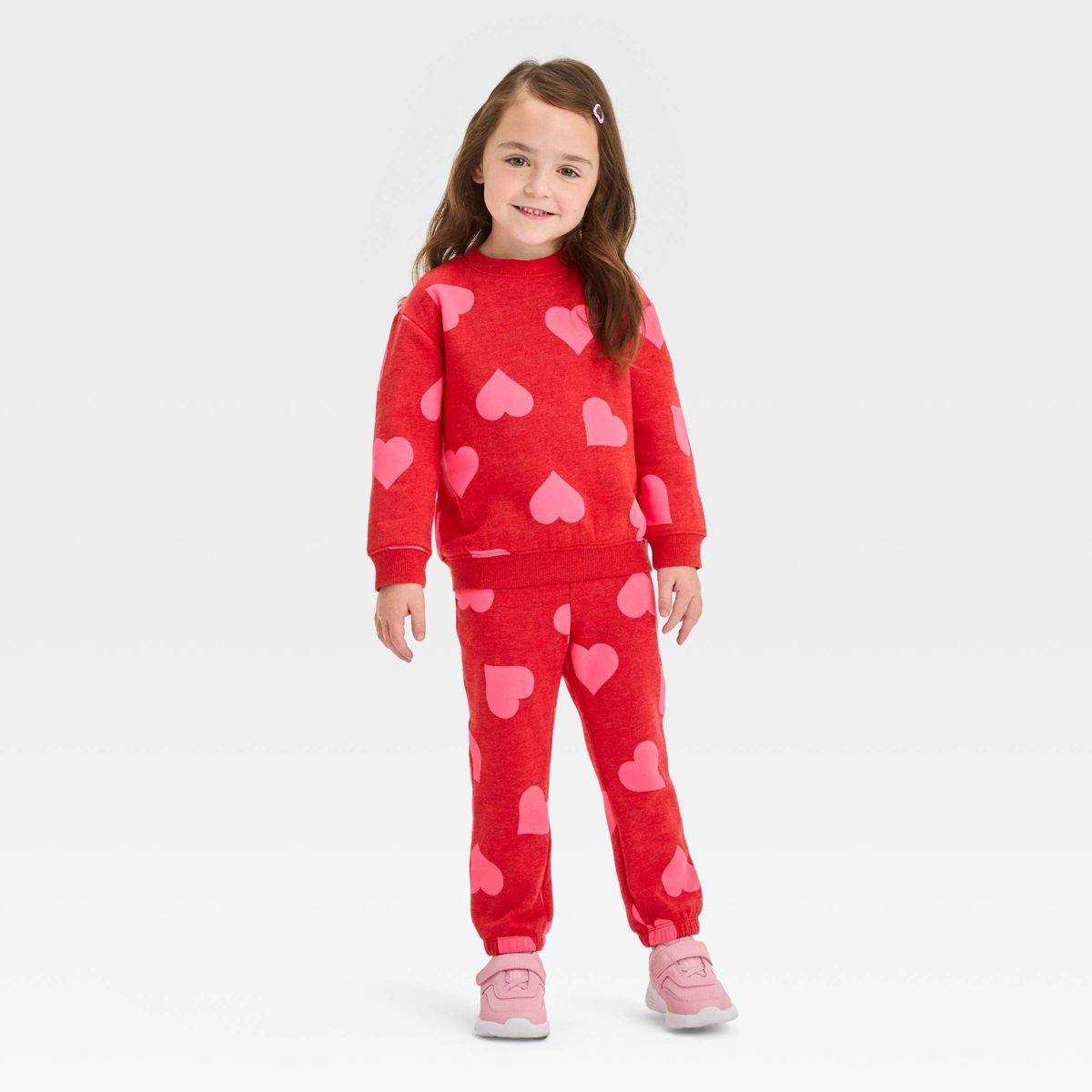 Toddler Girls' Hearts Sweatshirt - Cat & Jack™ Red | Target