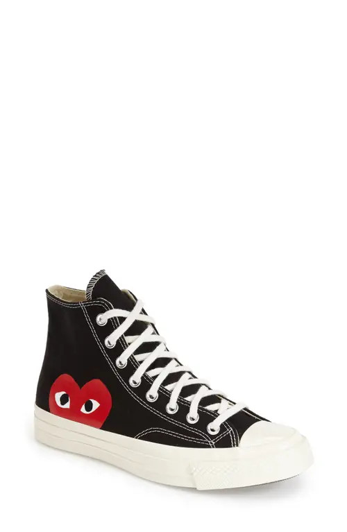 Comme des Garçons PLAY x Converse Chuck Taylor® Hidden Heart High Top Sneaker in Black at Nords... | Nordstrom