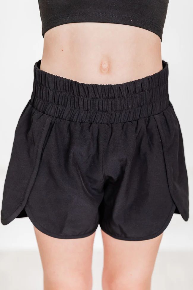 Kid's Errands To Run Black High Waisted Athletic Shorts   FINAL SALE | Pink Lily