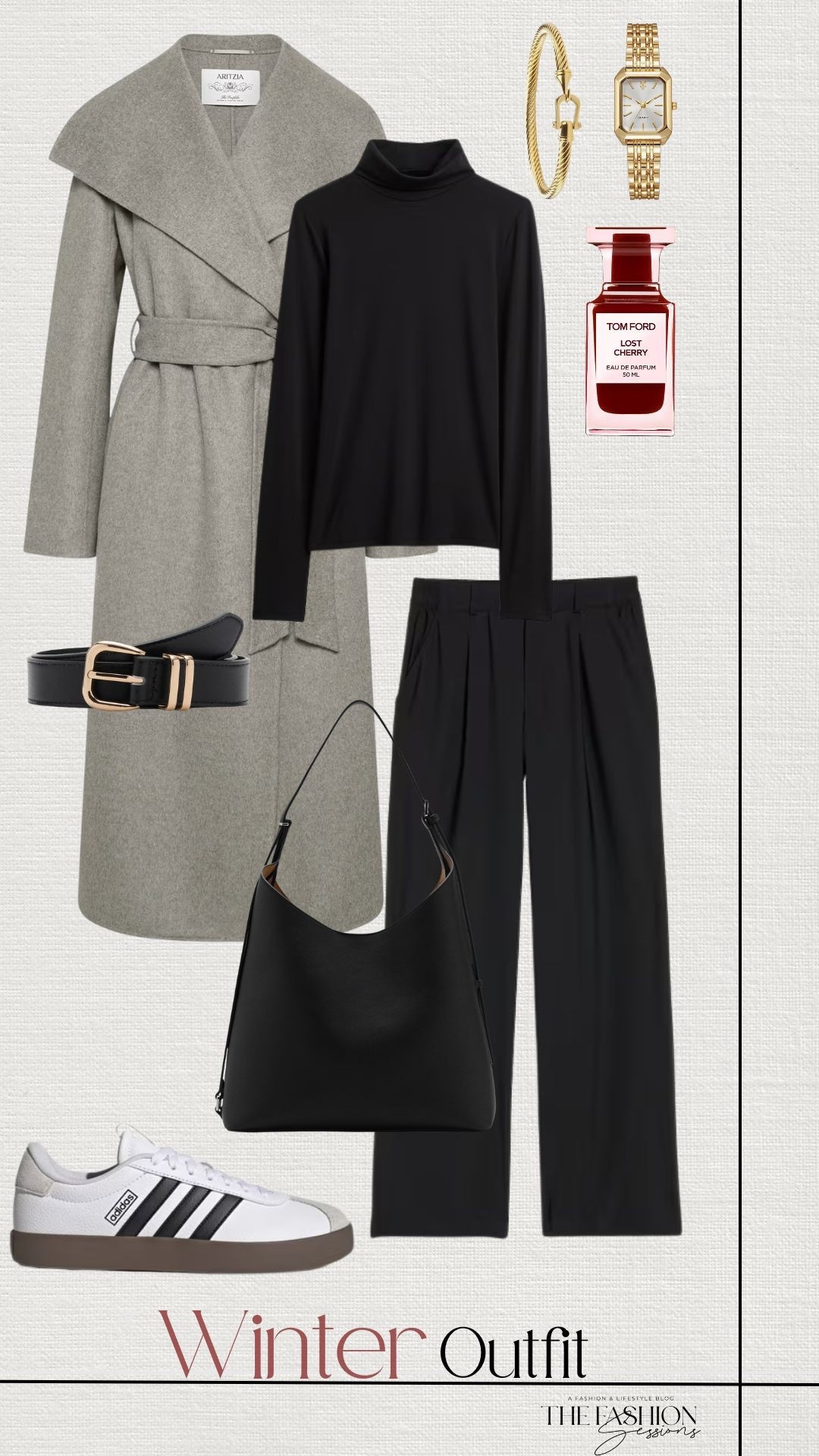 Winter Outfit | Black Turtleneck | Gray Long Coat | Adidas Sambas | Slouch Bag | Tom Ford

#LTKHoliday #LTKSeasonal #LTKootd