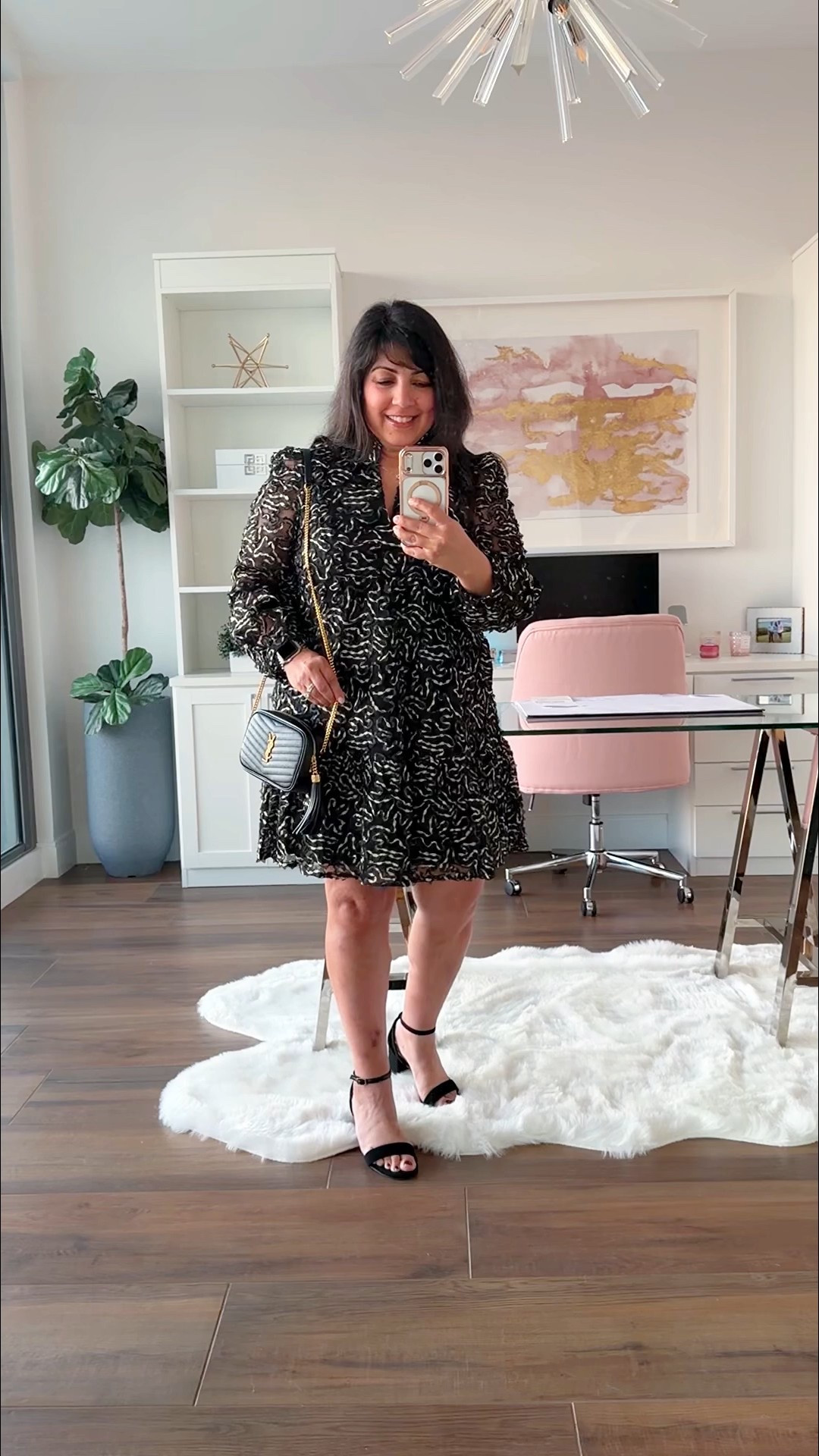 Tuckernuck dress on sale for $79! 

Winter wedding guest outfit, New Year’s Eve outfit or date night outfit. Love this beautiful Tuckernuck long sleeve organza dress for any upcoming special occasion. Ruffle collar, sheer sleeves and beautiful gold metallic details. Such a nice lightweight, flowy and comfortable dress! Wearing it here in size large. Amazon black strappy heels true to size. YSL Mini Lou bag.

Men’s wedding guest suit outfit linked below too. 

#LTKValentine #LTKSaleAlert #LTKWedding