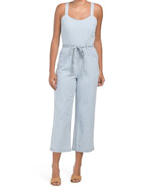 Belted Stripe Denim Jumpsuit | Juniors | Marshalls | Marshalls