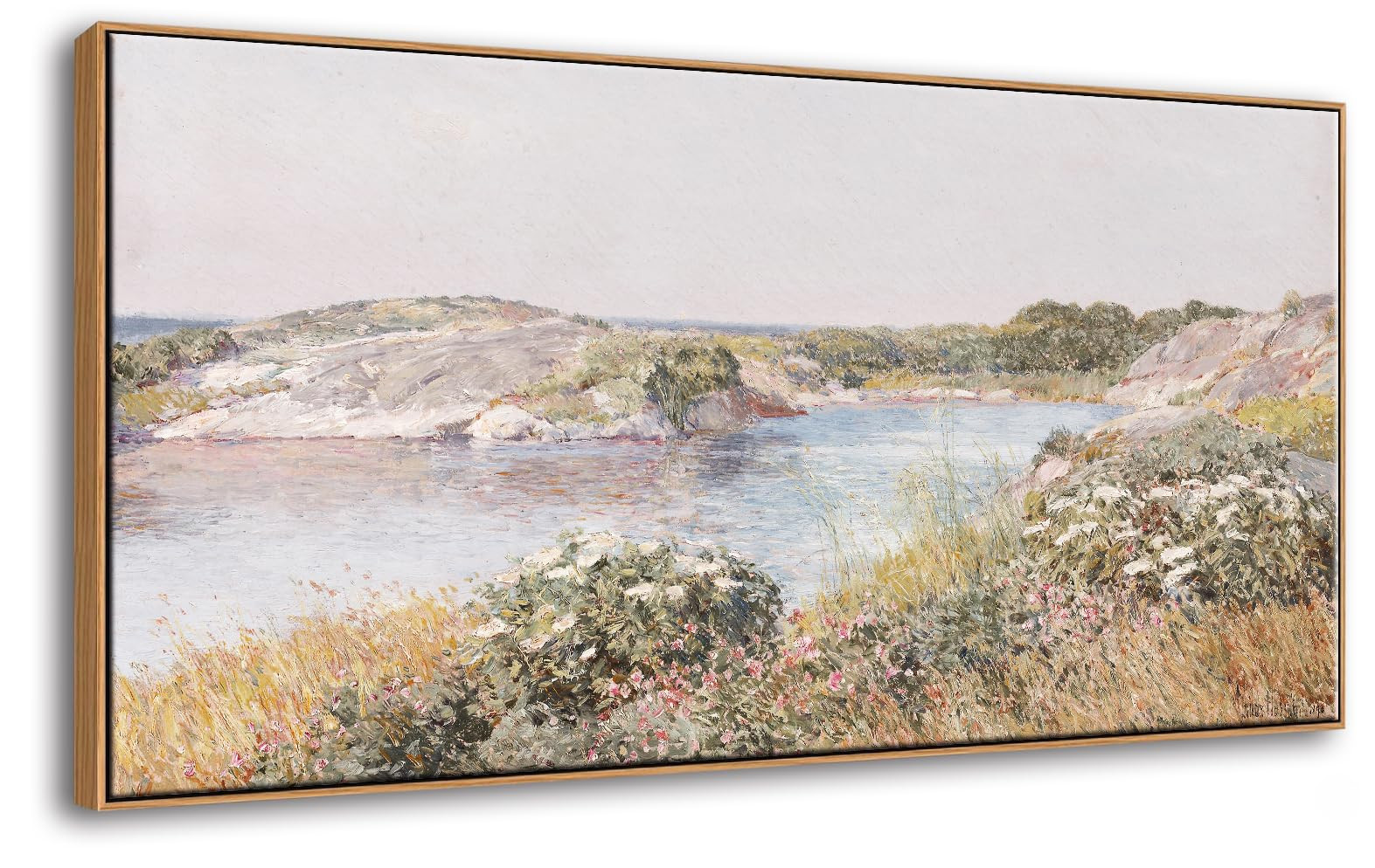 DJSYLIFE Large Framed Wall Art - Vintage Countryside Landscape Wildflowers River Scene Canvas Prints, Classical Paintings for Living room Bedroom Decor, Farmhouse Country Artwork 20"x40" | Amazon (US)