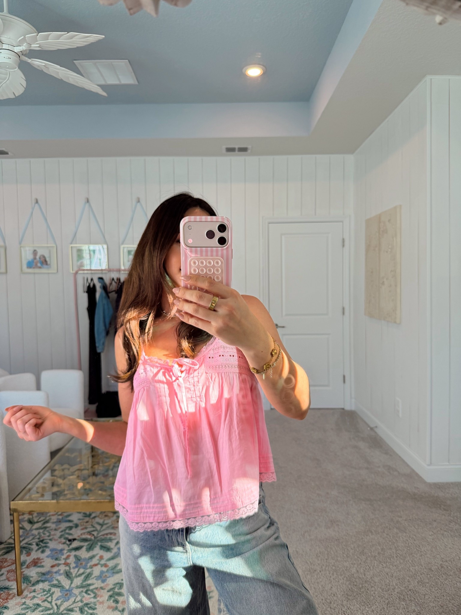 Looks like FREE PEOPLE! Super adorable cute spring top! White, black, pink, etc. Darling breezy TTS top that’s super cute for everyday outfits. I plan to bring it on spring break!!!  

#LTKgrwm #LTKootd #LTKTravel