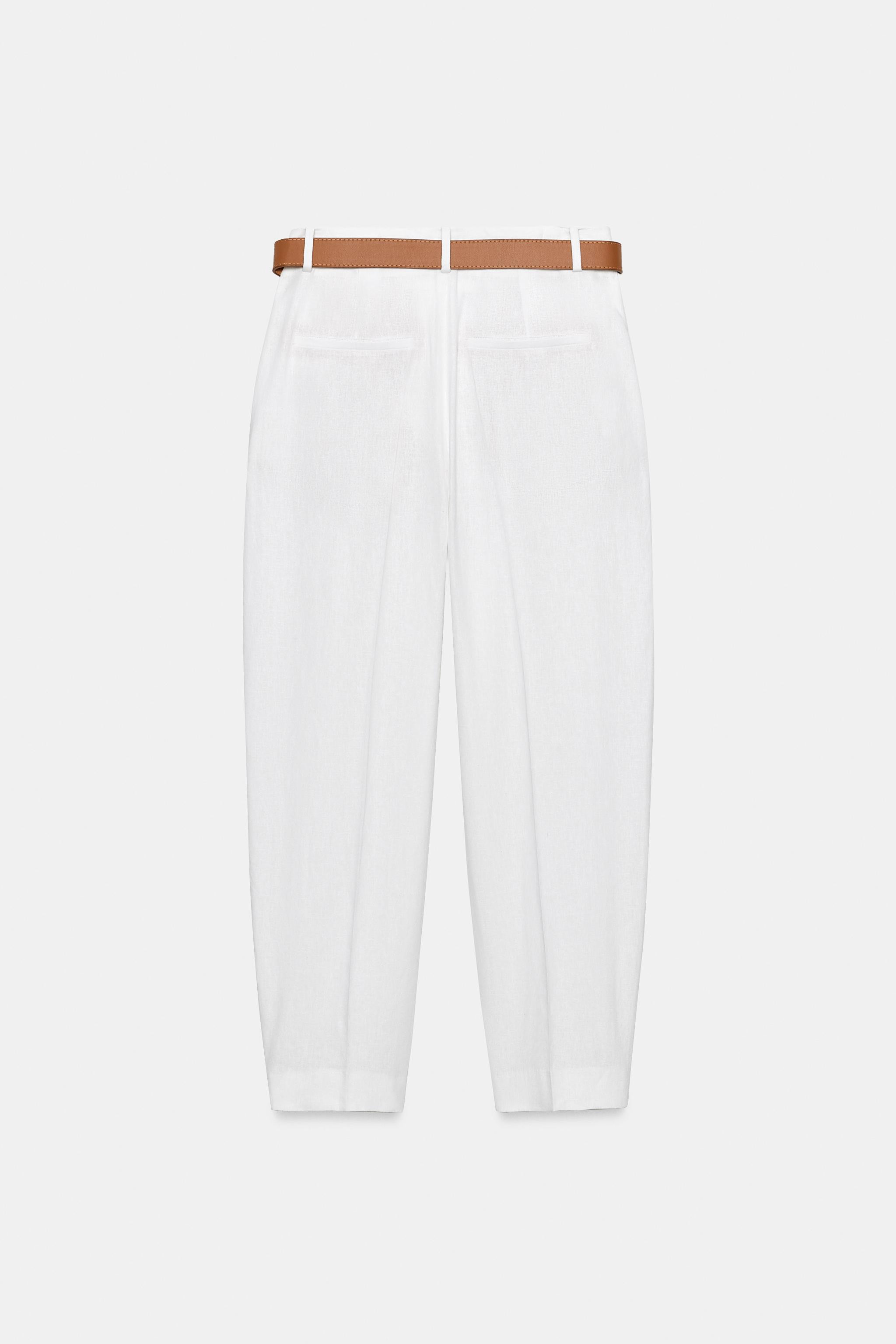LINEN BELTED PANTS | Zara US