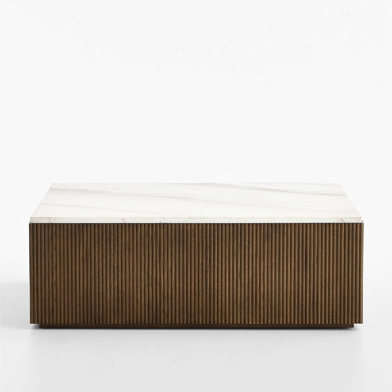 Troupe Marble and Oak Wood Ribbed 44" Square Coffee Table + Reviews | Crate & Barrel | Crate & Barrel
