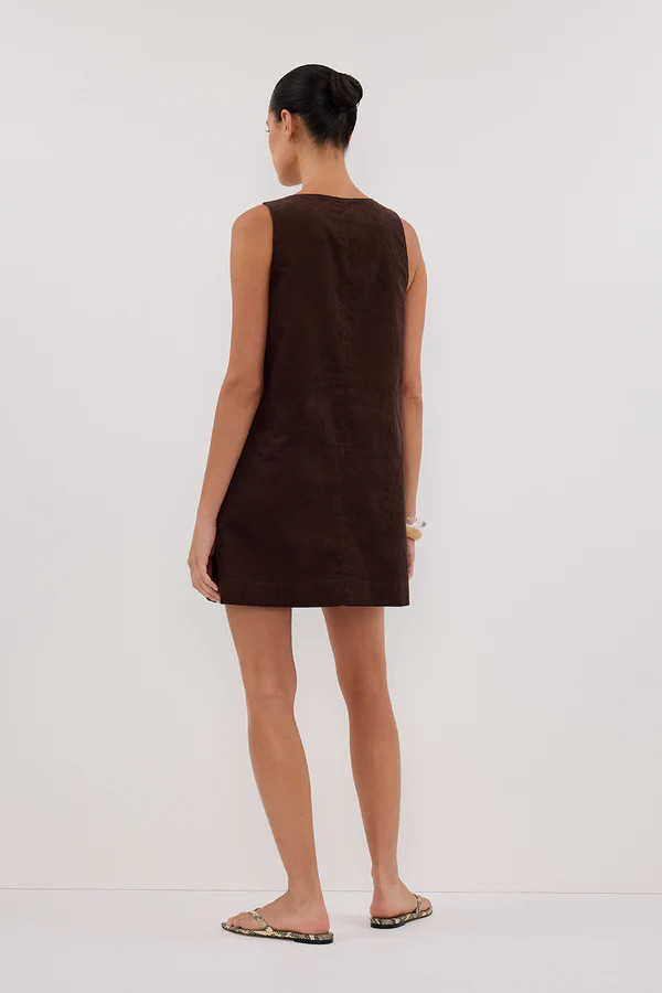 MILA CHOC COTTON CORDUROY MINI DRESS | DISSH