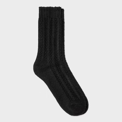 Women's Ribbed Supersoft Crew Boot Socks - Universal Thread™ Black 4-10 | Target