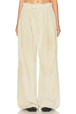 Pleated Wide Leg Leather Pant | FWRD 