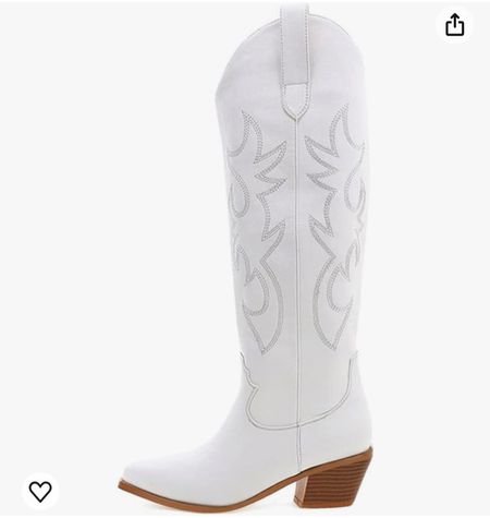 Super affordable white cowgirl boots. Perfect for concerts this summer or a summer look! Erocalli Cowboy Boots for Women Embroidered Pull-On Chunky Stacked Heel Cowgirl Knee High Western Boots

#LTKSaleAlert #LTKShoeCrush