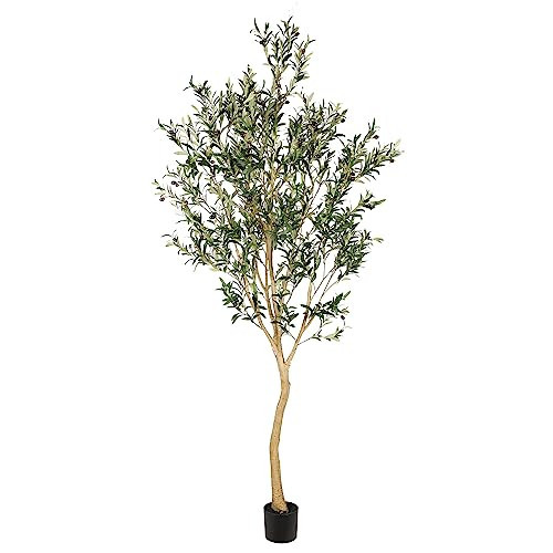 Realead 8ft Tall Faux Olive Tree - Realistic Large Silk Olive Tree Artificial Indoors - Fake Olive Trees with Branches and Fruits - Artificial Olive Trees for Home Office Decor Indoor | Amazon (US)