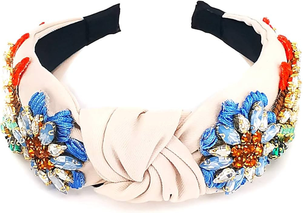 Rhinestone Crystal Headbands for Women,Hair Hoop Accessories Headwear Jewelry,522Beige | Amazon (US)