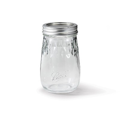 Ball 16oz. 4pk Flute Glass Mason Jar Lid and Band: Clear Canning Jars, Dishwasher-Safe, 2.5" Neck Diameter | Target