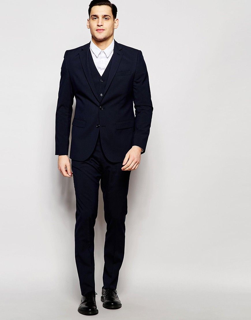 ASOS Slim Suit Jacket with Stretch in Navy | ASOS US