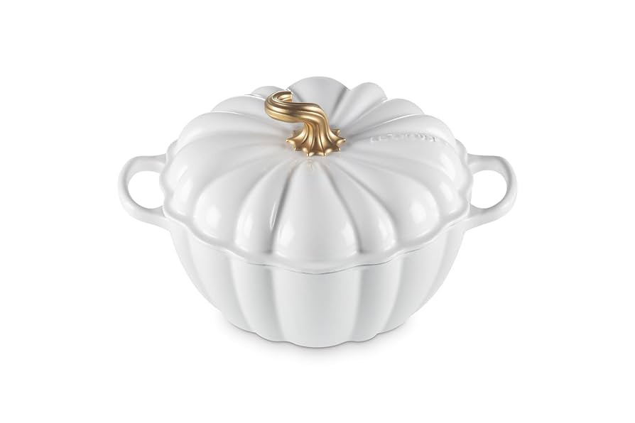 Le Creuset Enameled Cast Iron Figural Pumpkin Cocotte, 4 qt., White w/Copper Knob | Amazon (US)