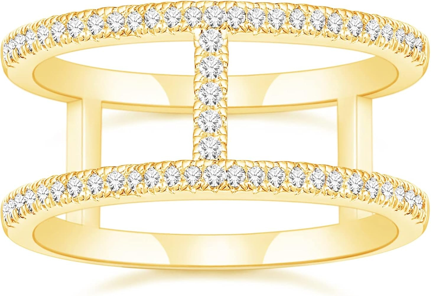 SHINYSO Wedding Band for Women Half Cubic Zirconia Eternity Engagement Ring Gold/Silver/Rose Gold... | Amazon (US)