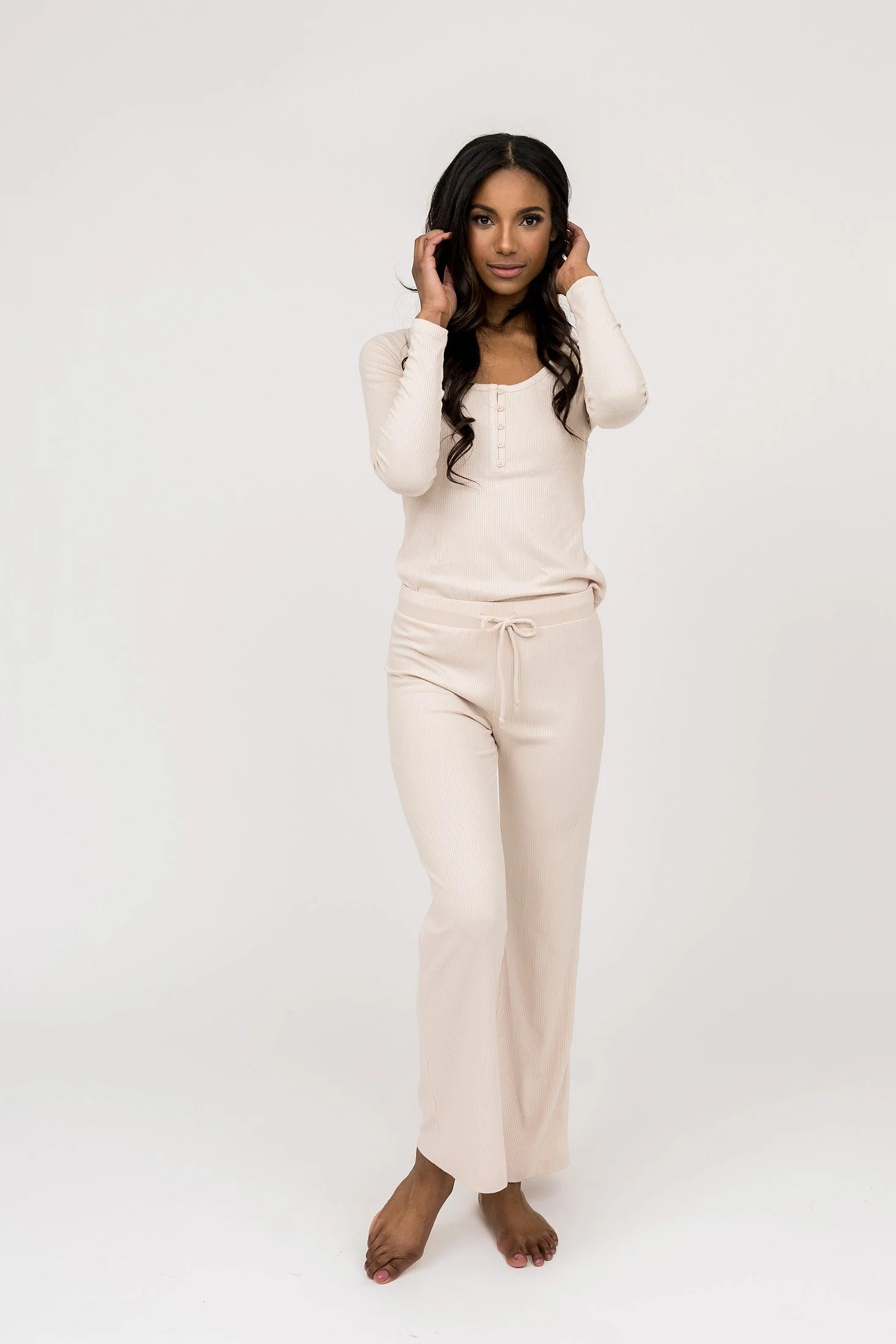 Henley PJ Set - Beige | Rachel Parcell