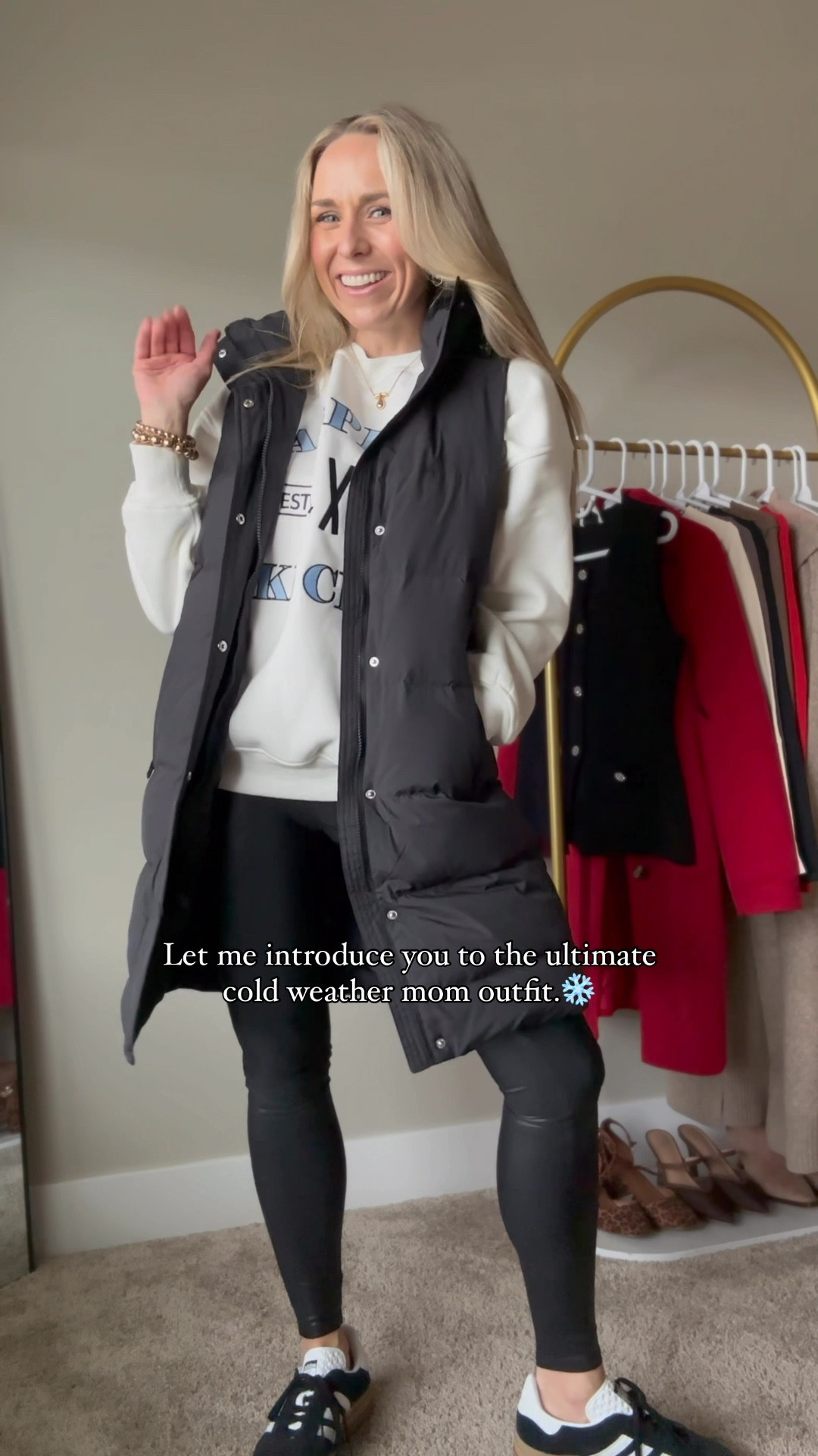 Winter outfit idea for my busy moms! This sweater + vest combo is soooo cozy and nothing tops the Spanx faux leather leggings. I wear them allllllll the time in the winter.

Everything is true to size!

#LTKSeasonal #LTKGiftGuide #LTKHoliday